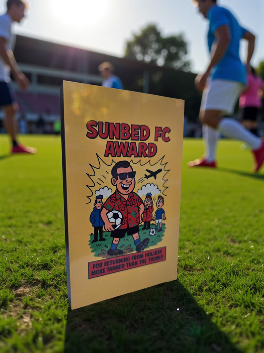 Sunbed FC Award – Funny Grassroots Football Plaque