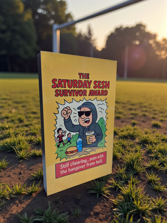 Saturday Sesh Survivor Award – Funny Grassroots Football Plaque