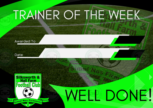 Silksworth and Halls Farm Club Branded A5 Trainer of the Week