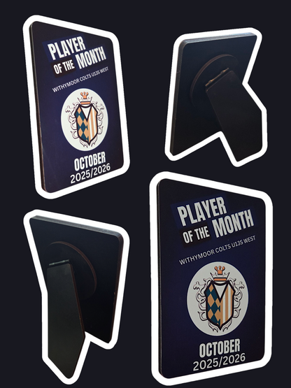 Player of the Month Club Plaque Bundle (9 Awards - Slimline with Stand)