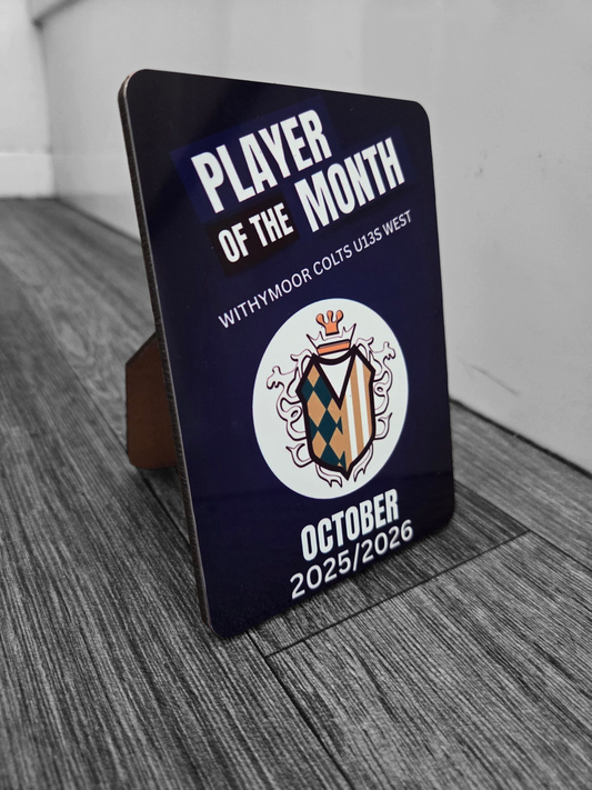 Player of the Month Club Plaque Bundle (9 Awards - Slimline with Stand)