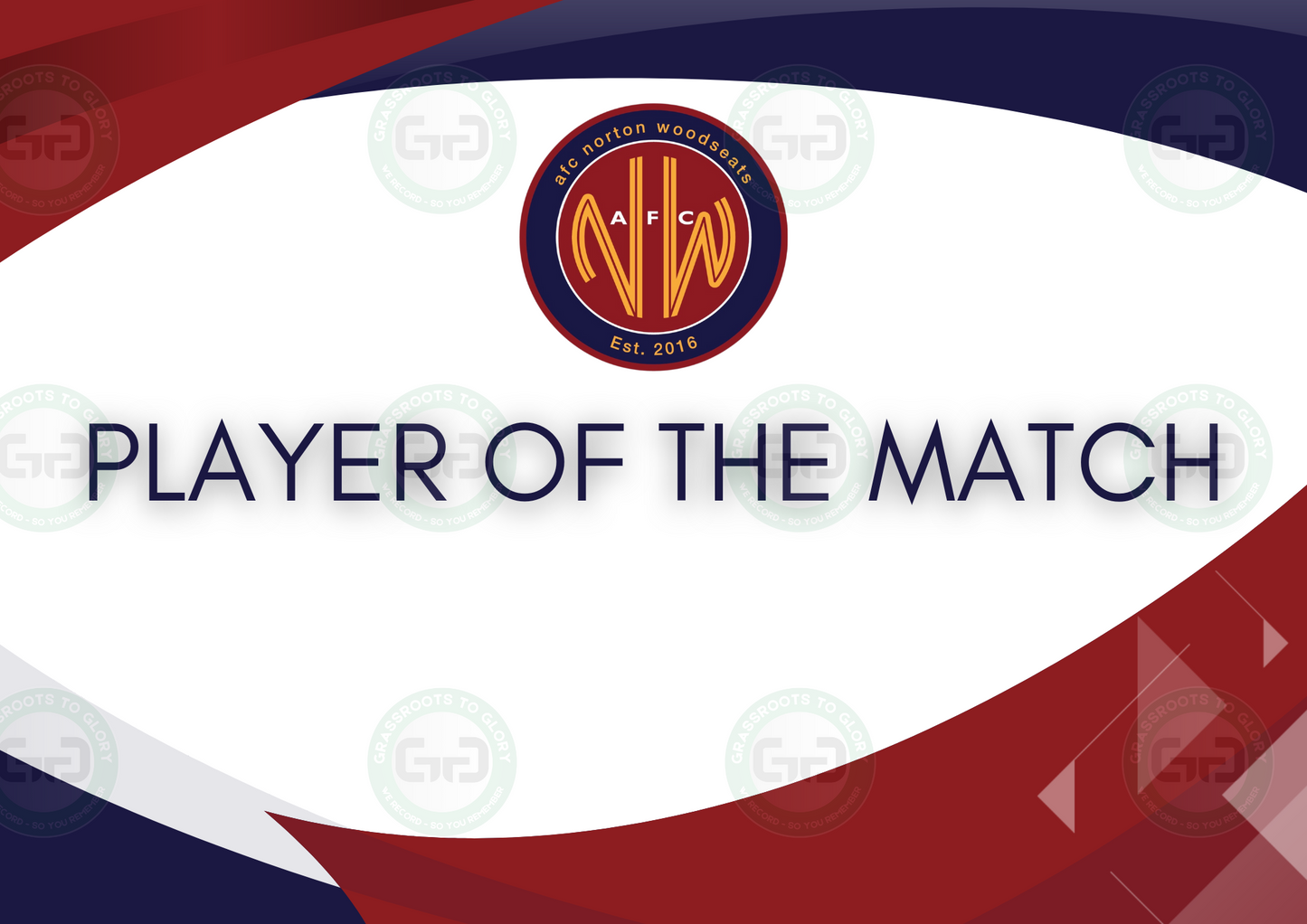 AFC Norton Woodseats Club Branded A4 Player of the Match Certificate