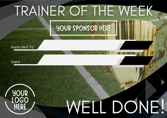 FREE CLUB BRANDED DESIGN - A4 Trainer of the Week Certificate