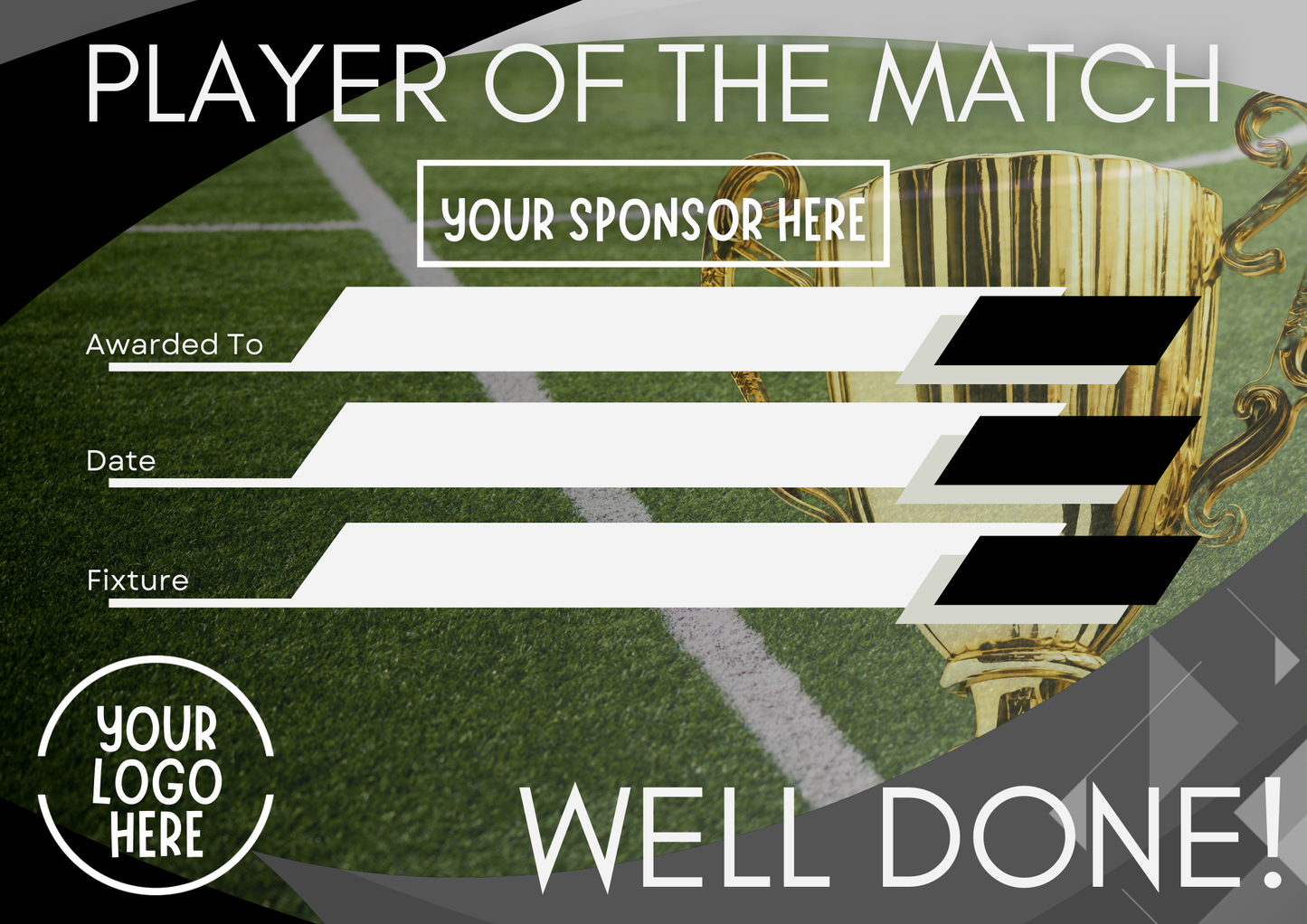 FREE CLUB BRANDED DESIGN - A4 Player of the Match Certificate