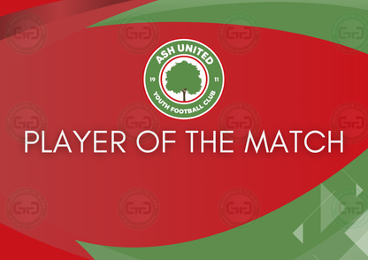 Ash United Youth Football Club Branded A5 Player of the Match Certificate